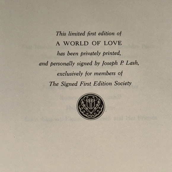 A World of Love Joseph P Lash Signed First Edition Franklin Library 1984 Leather - Picture 3 of 15